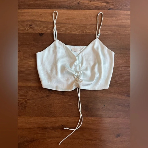 Aritzia Mint Green Ruched Crop Top Women's size Large - Picture 2 of 6